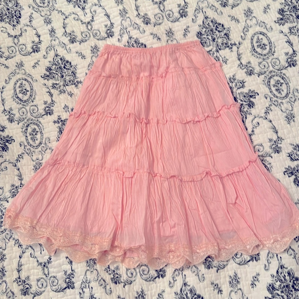 Girls Pink Tiered Skirt